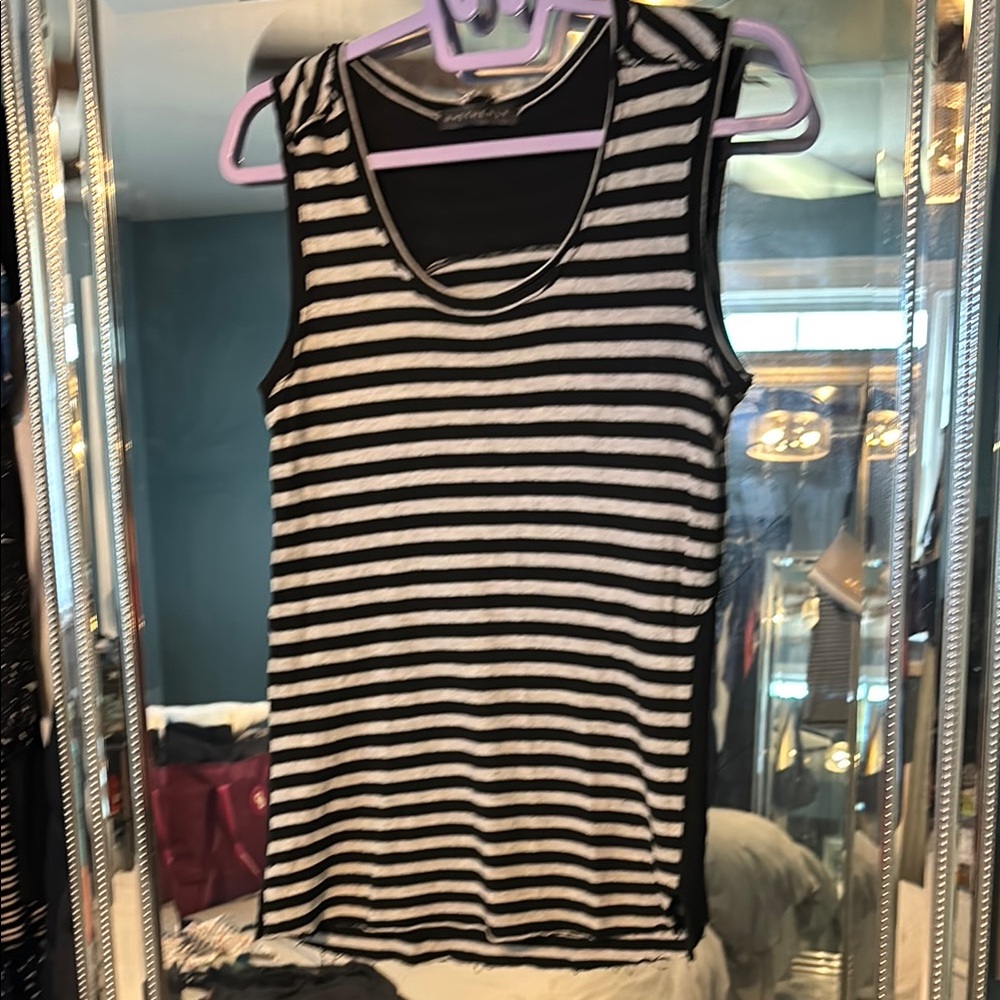 Whetherly Black and White Striped Tank Top